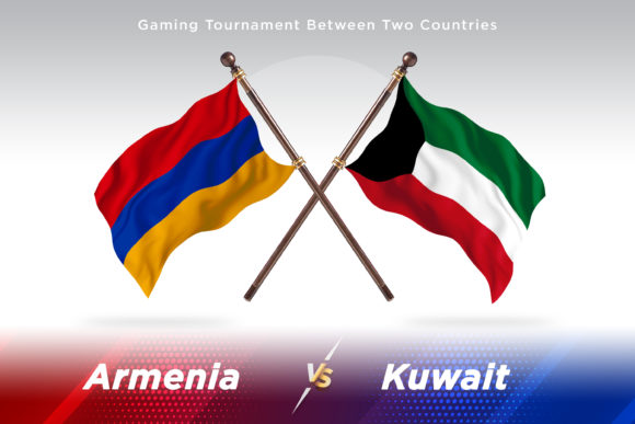 Armenia Versus Kuwait Two Flags: A 3D Flag Illustration Bundle