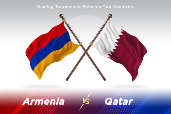 Armenia Versus Qatar Two Flags
