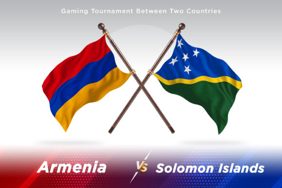 Armenia Versus Solomon Islands Two Flags: Premium 3D Flag Illustration